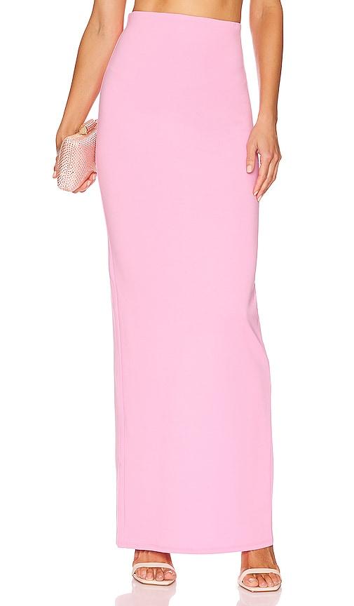 camila coelho belle maxi skirt in pink.