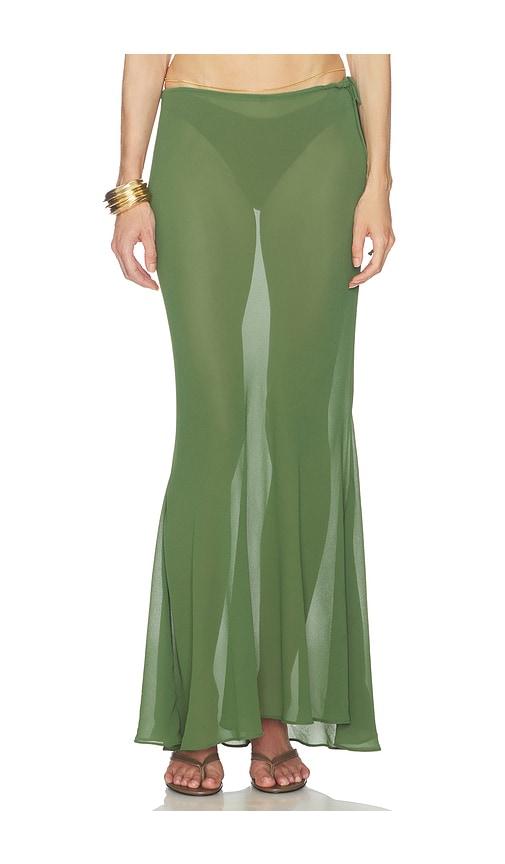 camila coelho carlisle maxi skirt in green.