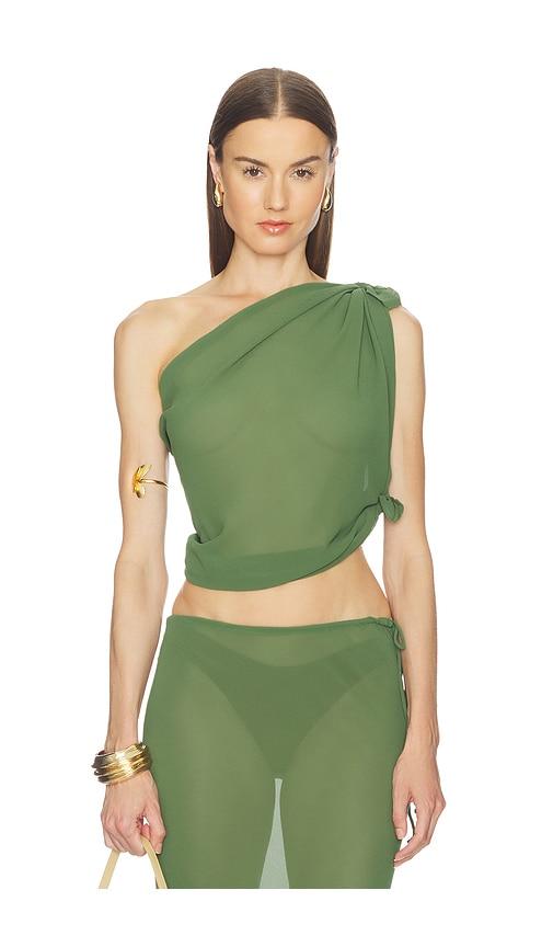 camila coelho carlisle scarf top in green.