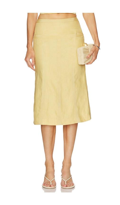 camila coelho cassia midi skirt in yellow.