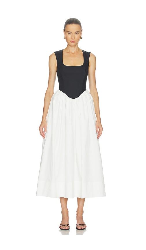 camila coelho dalia maxi dress in black,white.