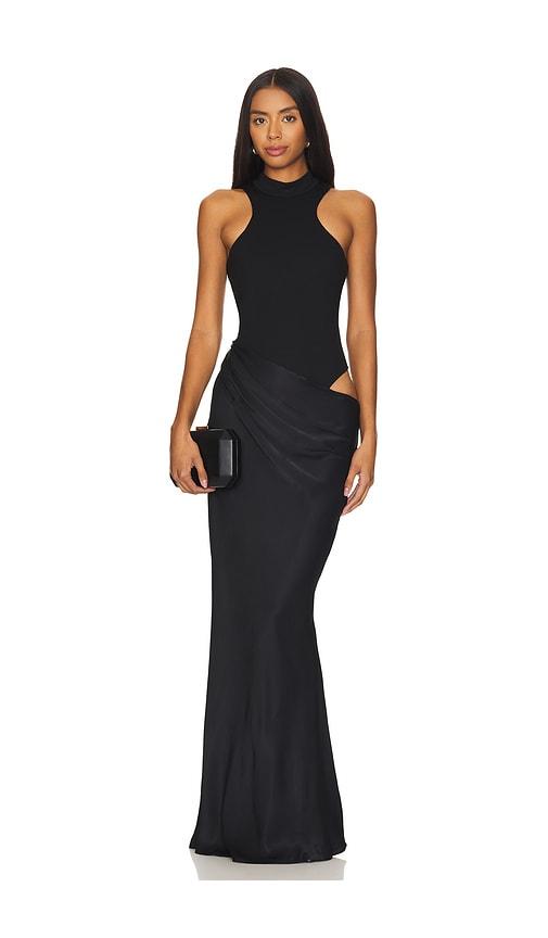 camila coelho estrella maxi dress in black.