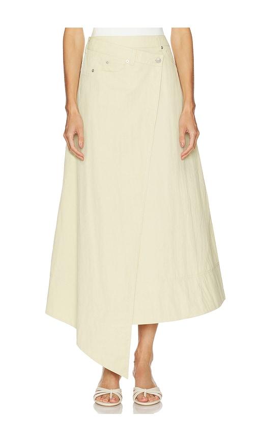 camila coelho ignacia midi skirt in beige.