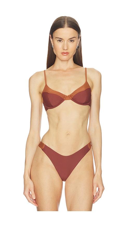 camila coelho jaslyn top in brown.