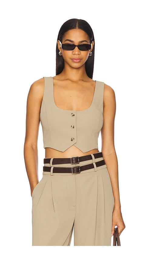 camila coelho jila vest in beige,tan.