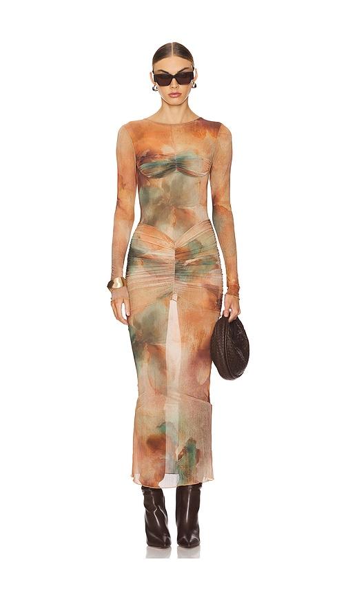 camila coelho josephine maxi dress in peach.
