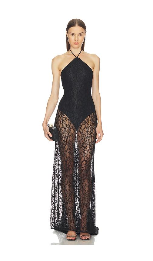 camila coelho katerina gown in black.
