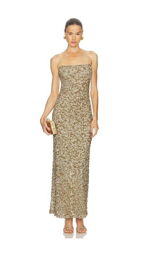 camila coelho kinsley maxi dress in beige.