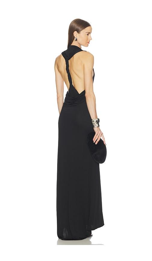 camila coelho leonora gown in black.