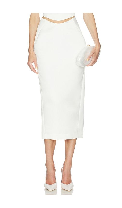 camila coelho lotta midi skirt in ivory.