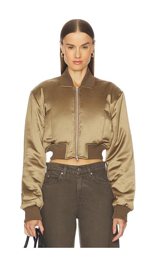 camila coelho maiara bomber jacket in brown.