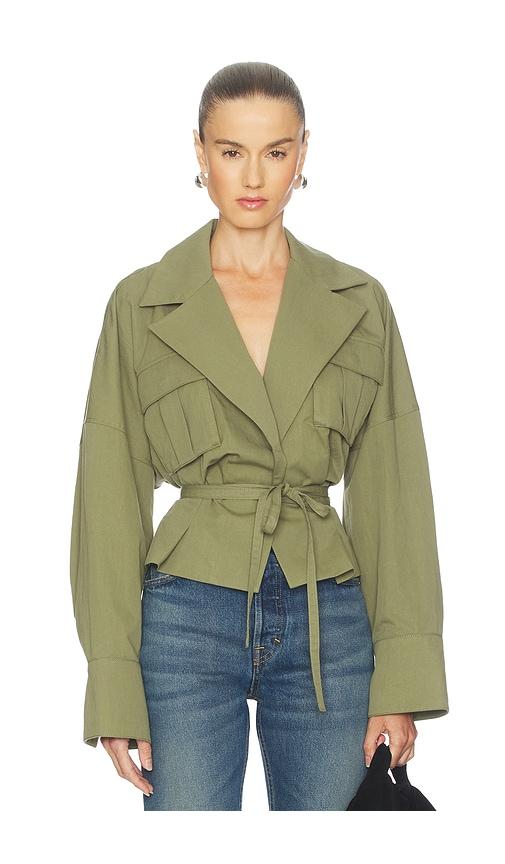 camila coelho mari jacket in sage.