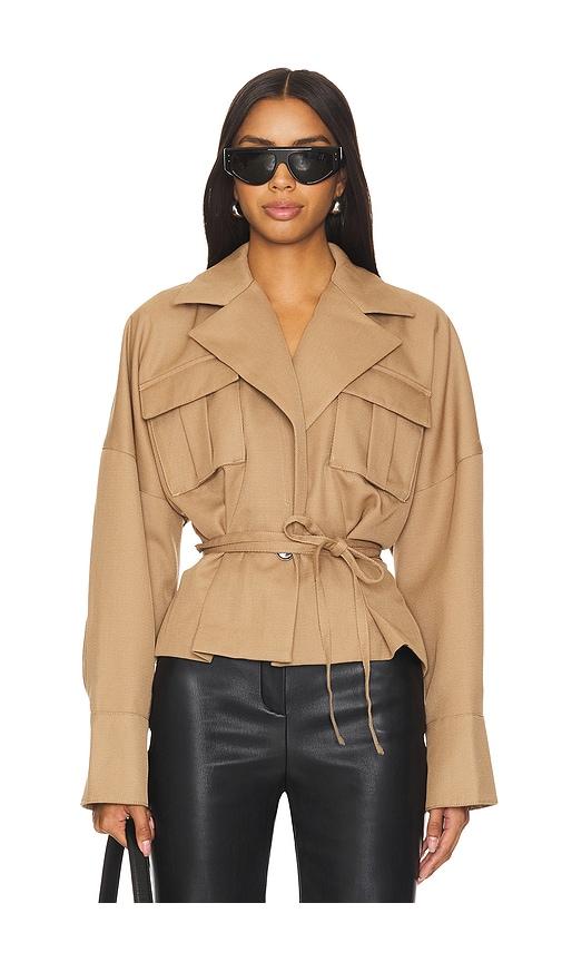 camila coelho mari jacket in taupe.