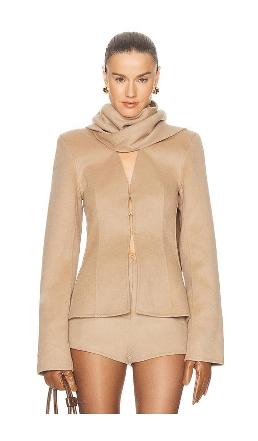 camila coelho marielle jacket in taupe.