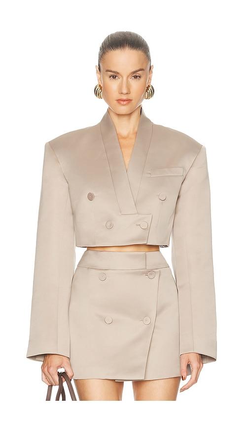 camila coelho marosa jacket in taupe.