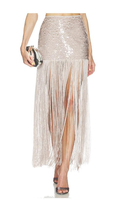 camila coelho mirana maxi skirt in mauve.