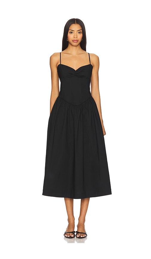 camila coelho moroccan midi dress in black.