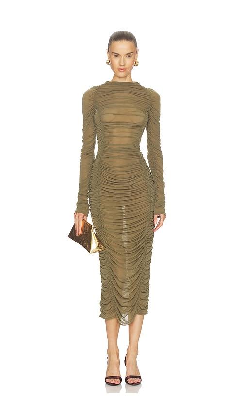 camila coelho nayeli midi dress in olive.