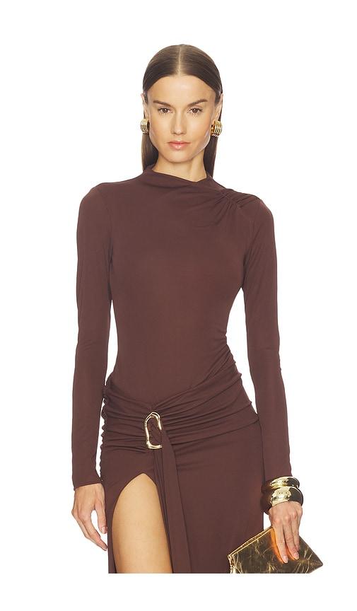 camila coelho nia bodysuit in chocolate.