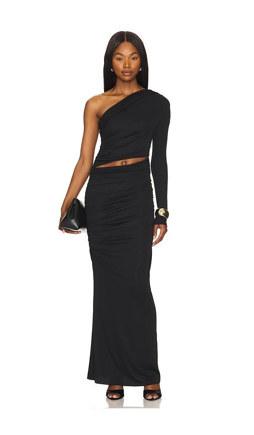 camila coelho nia gown in black.