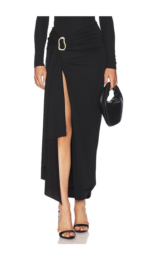 camila coelho nia maxi skirt in black.