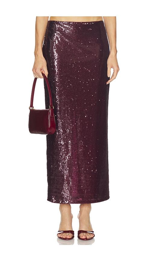 camila coelho noella skirt in burgundy.