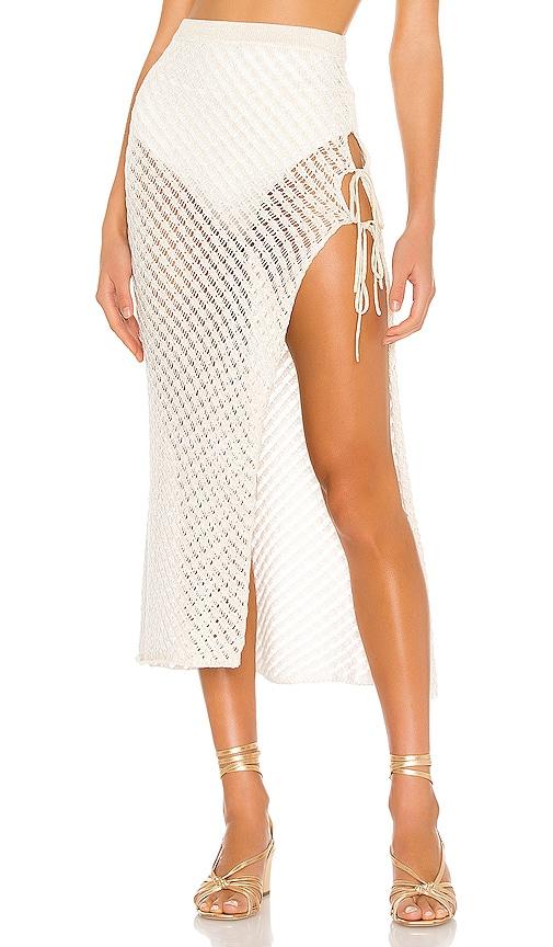 camila coelho offshore midi skirt in ivory.