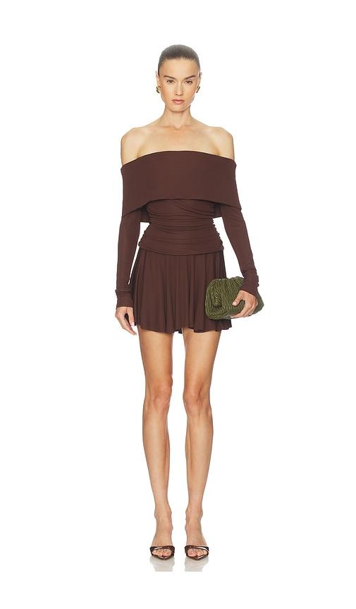camila coelho olesya mini dress in chocolate.