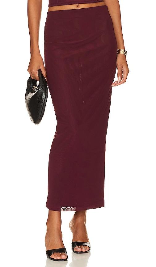 camila coelho osiris maxi skirt in purple.