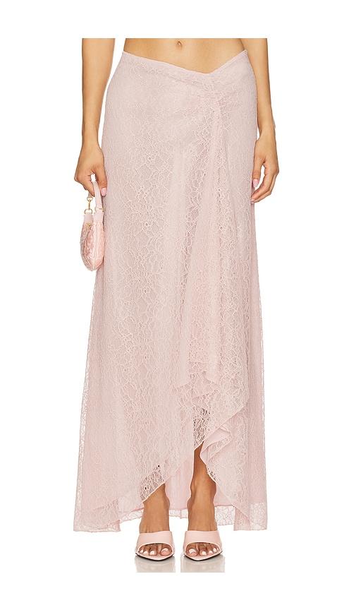 camila coelho roland maxi skirt in pink.