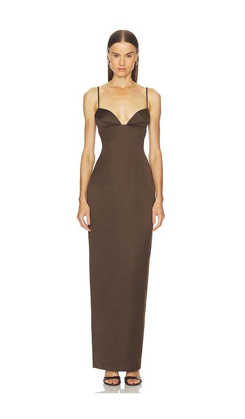 camila coelho teodora gown in brown.
