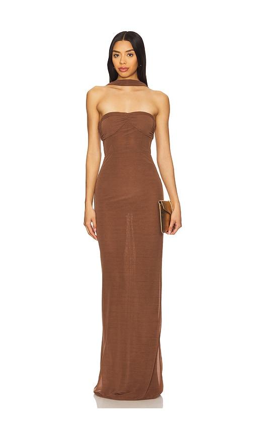 camila coelho terese gown in brown.