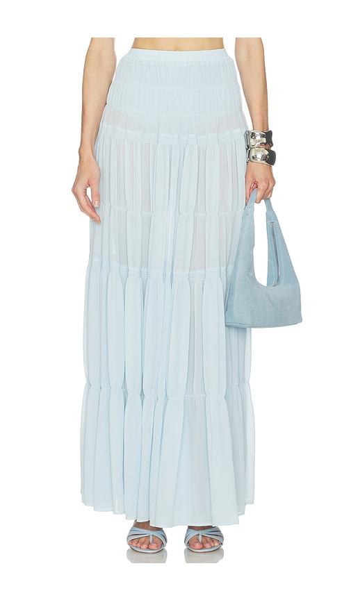 camila coelho yara maxi skirt in blue.