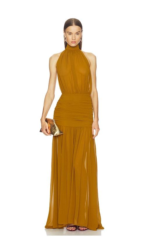 camila coelho yaritza gown in mustard.