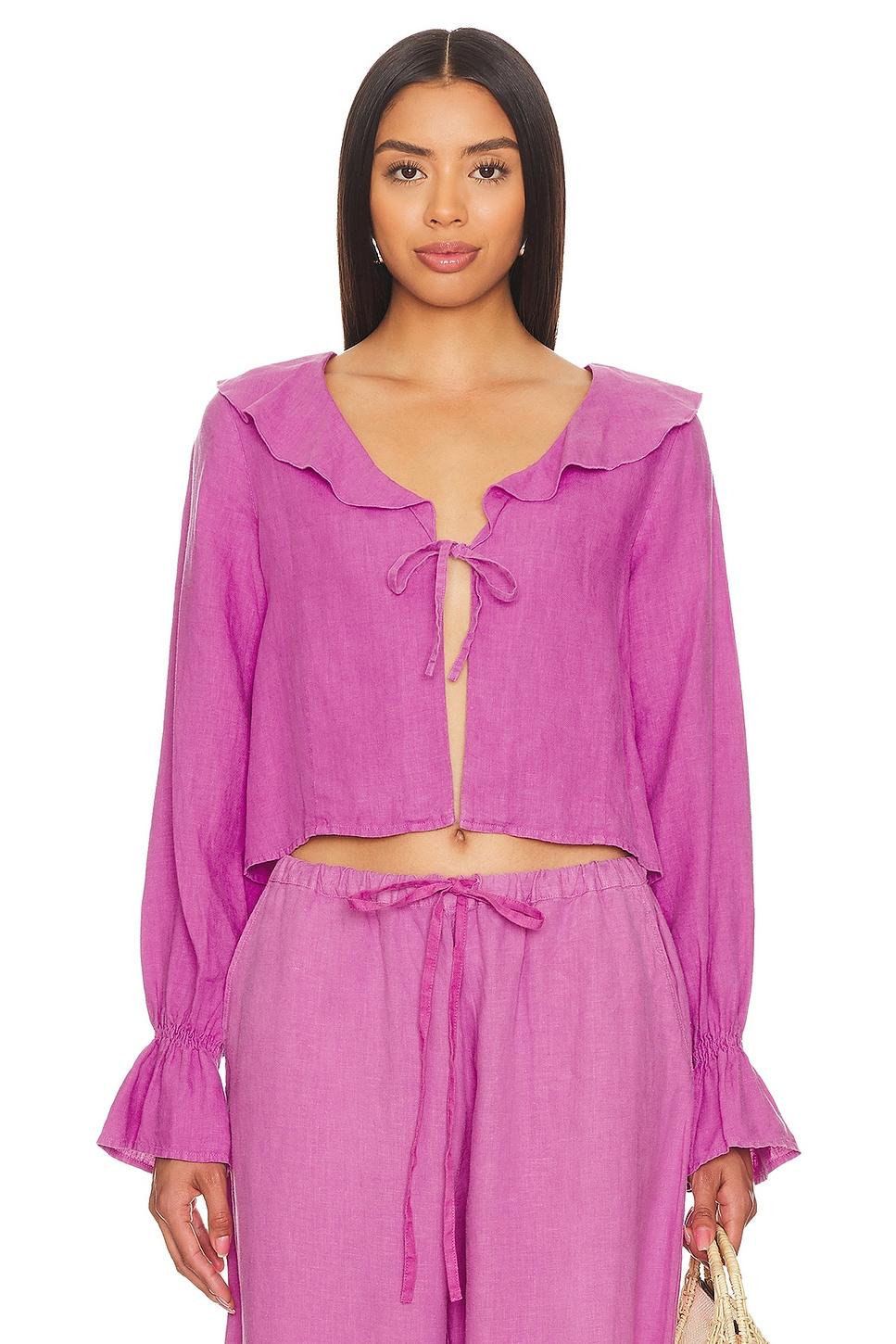 camila ruffle tie front top