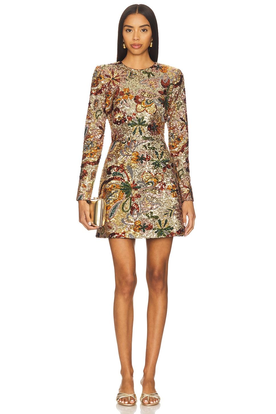 camile embellished sequin long sleeve mini dress in multi