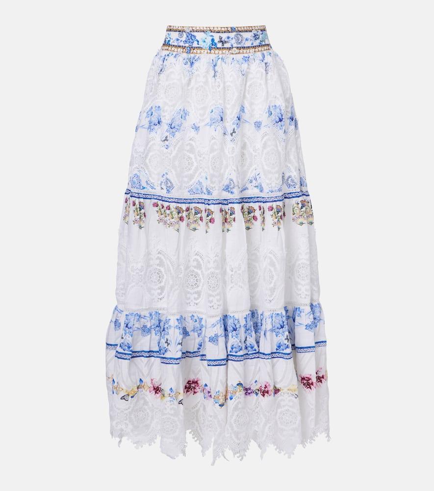 camilla all about that lace linen midi skirt