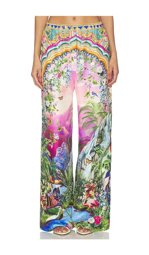 camilla button front lounge pant in green,pink.