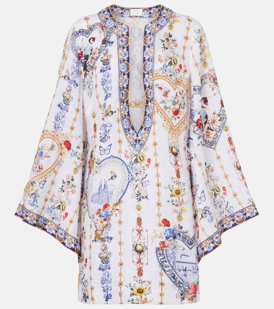 camilla cutout printed linen kaftan