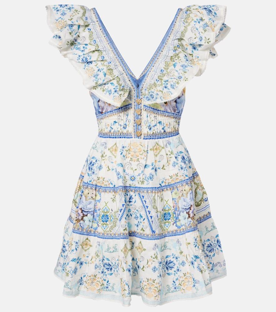 camilla embellished floral linen minidress