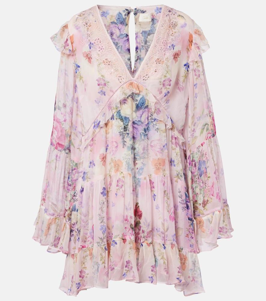 camilla embellished floral silk chiffon minidress