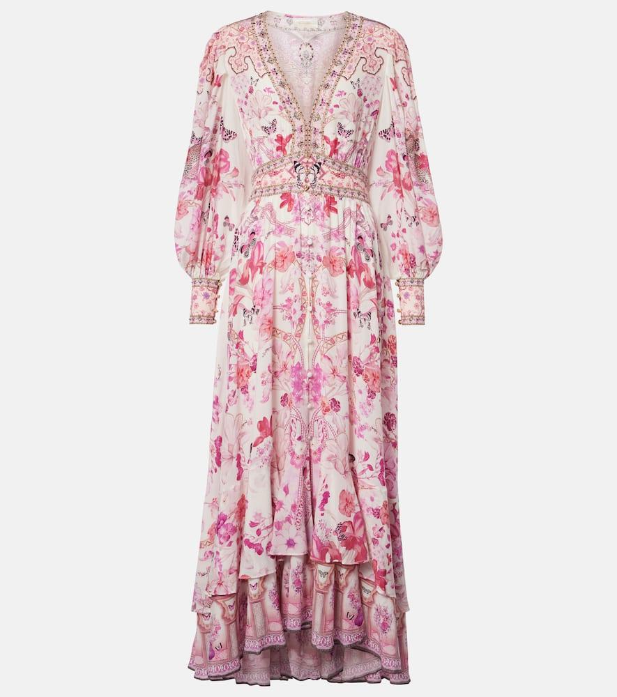 camilla embellished floral silk maxi dress