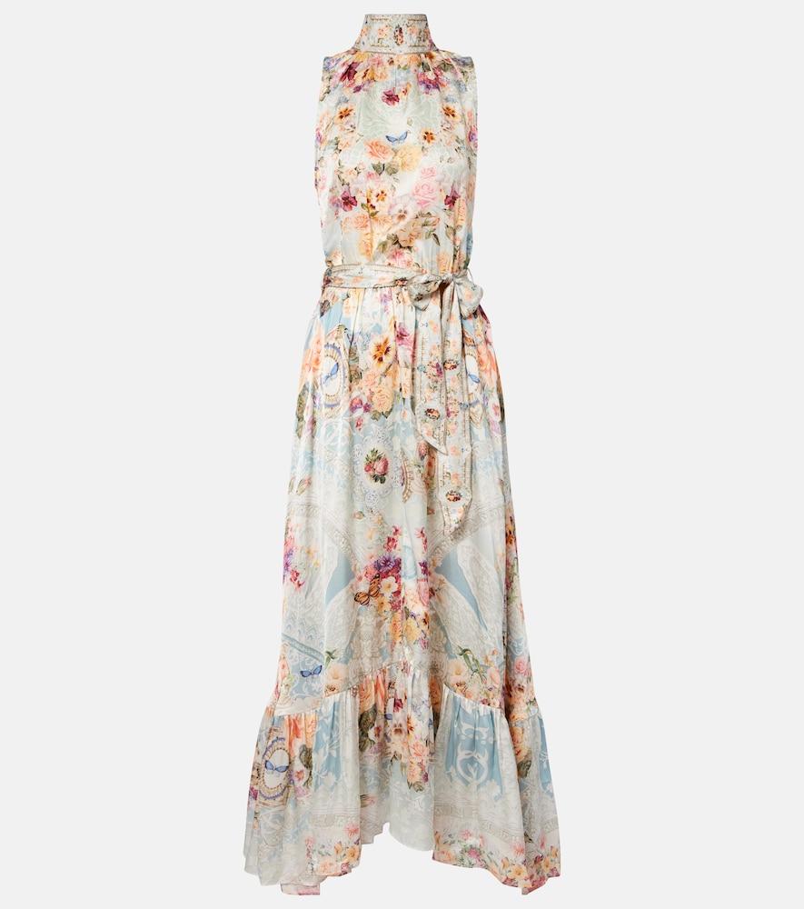 camilla embellished floral silk maxi dress