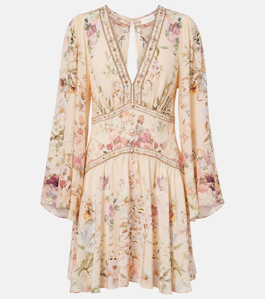 camilla embellished floral silk minidress