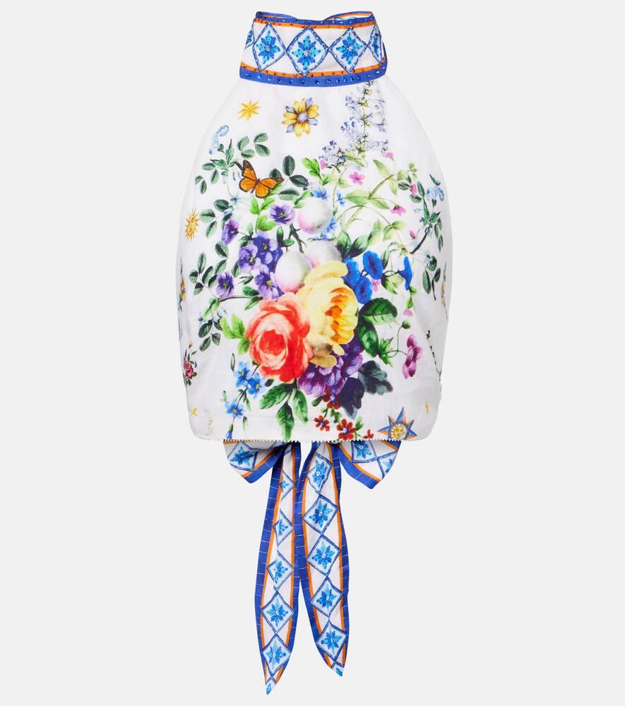 camilla embellished halterneck linen top