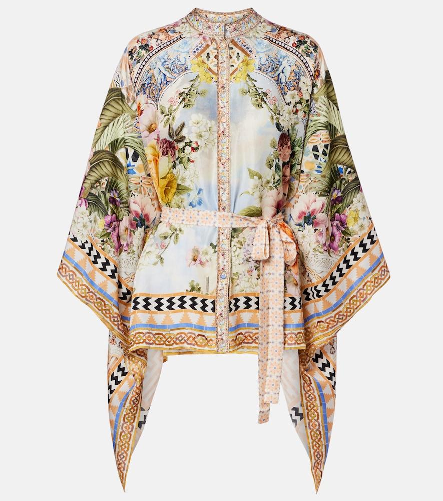 camilla embellished printed silk blouse