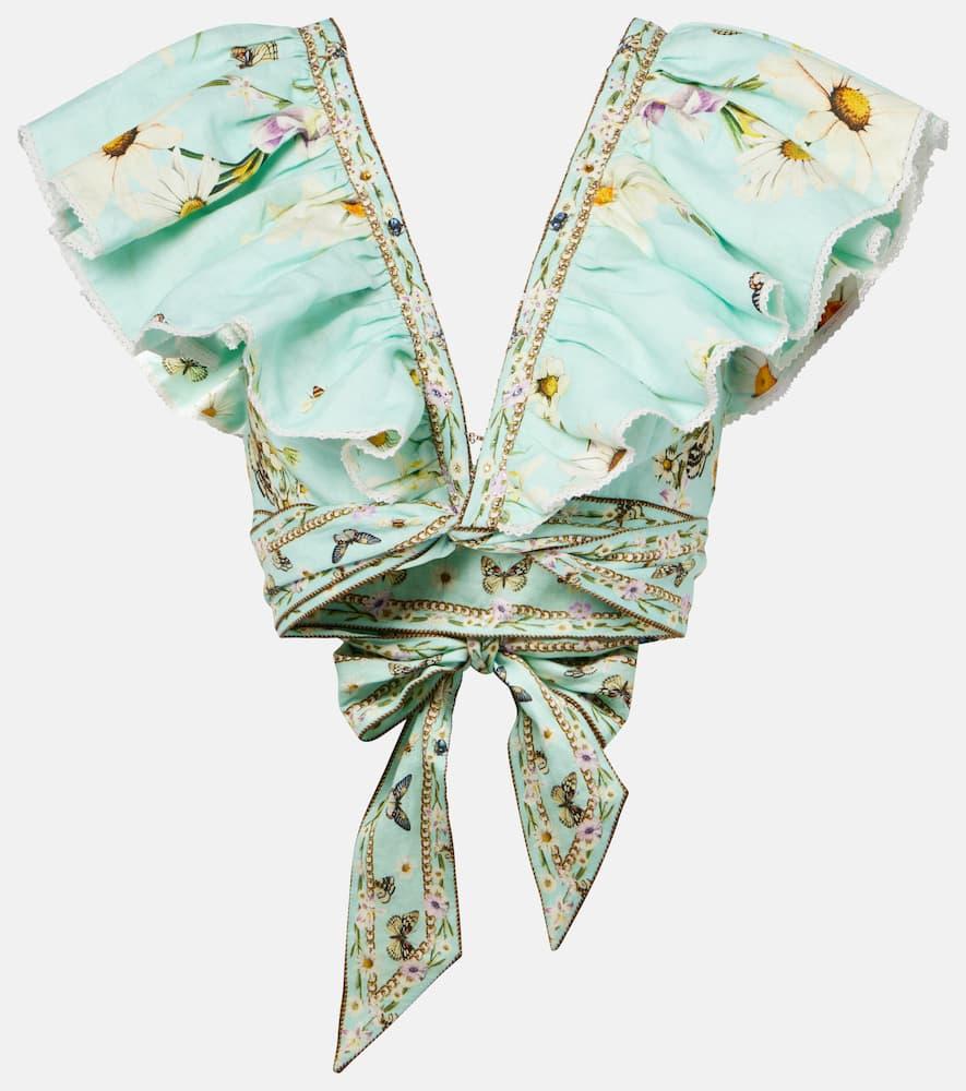 camilla floral linen crop top