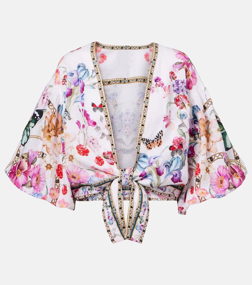 camilla floral linen crop top