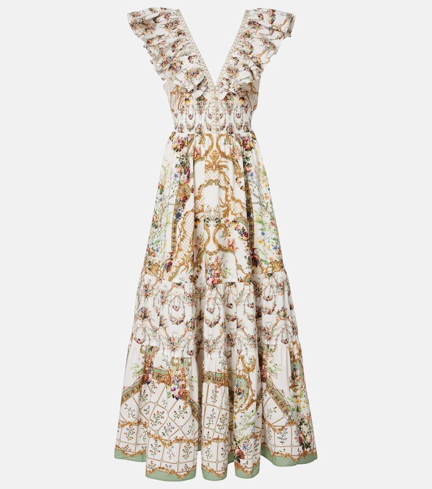 camilla floral ruffled cotton maxi dress