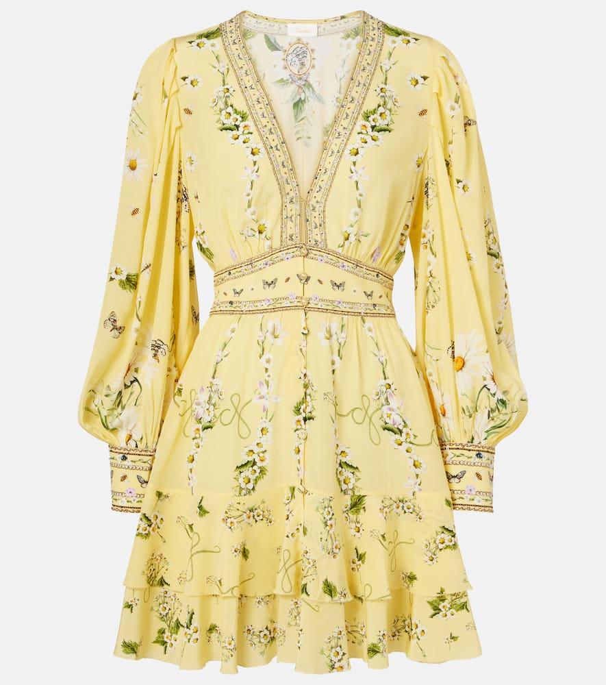 camilla floral silk crêpe minidress
